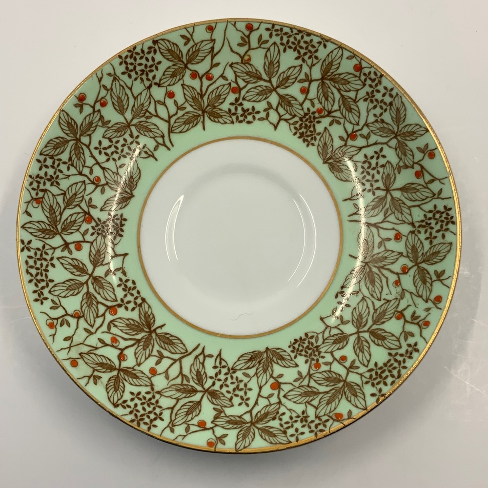 Vintage Rosina Bone China Leaf Berry Pattern Mint Green Saucer 5.5in